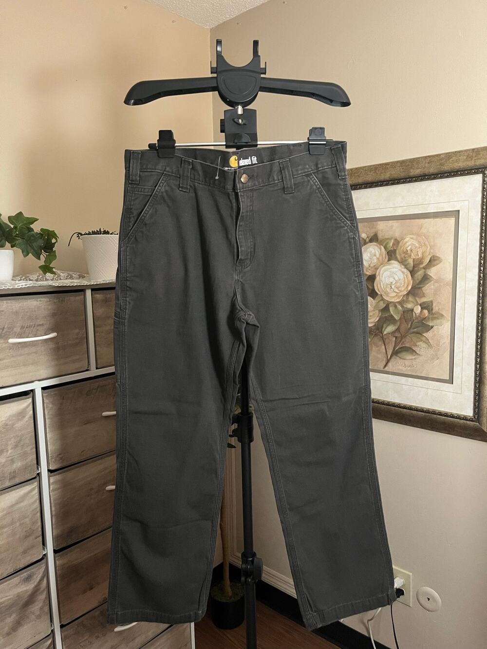Carhartt Men’s 36x30 Relaxed Fit Canvas Work Pants Gray 102291-306